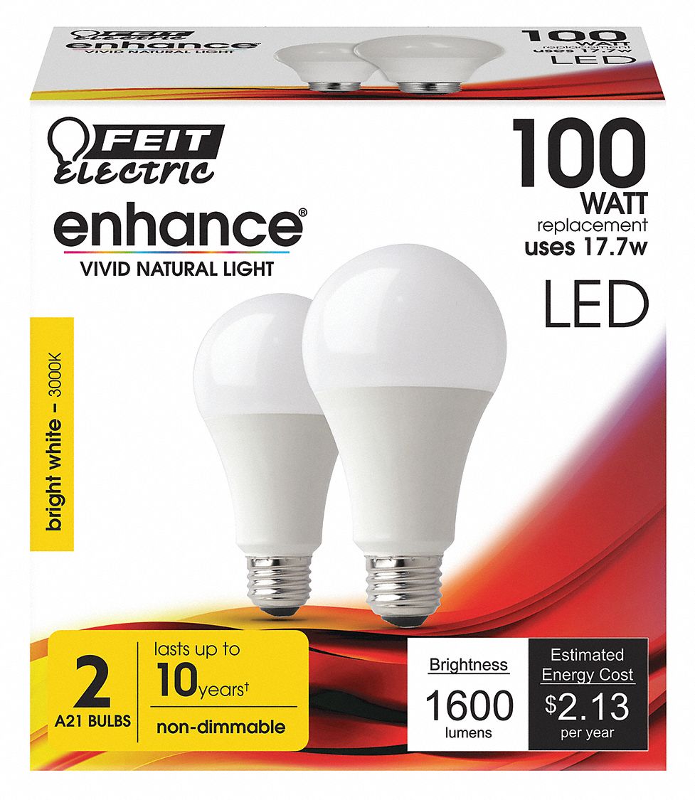 FEIT ELECTRIC LED Bulb, A21, Medium Screw (E26), 3000K, 1600 lm, 17.7W