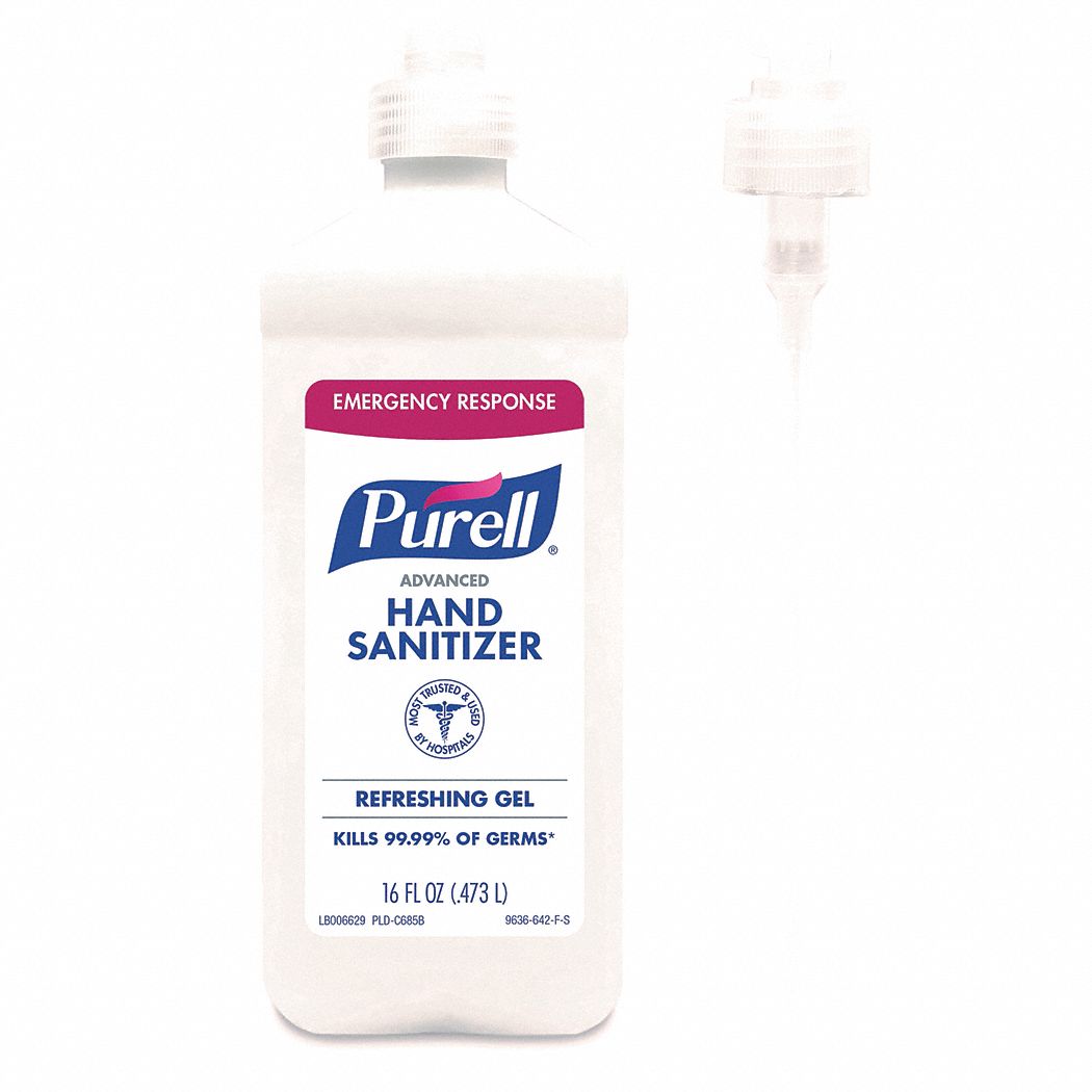 PURELL Hand Sanitizer, 16 oz, Pour Bottle, Gel, Purell, PK 12 56JH96