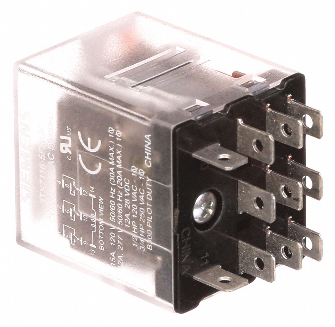 SIEMENS Plug In Relay, 24V DC Coil Volts, 15A @ 120V AC Contact Rating