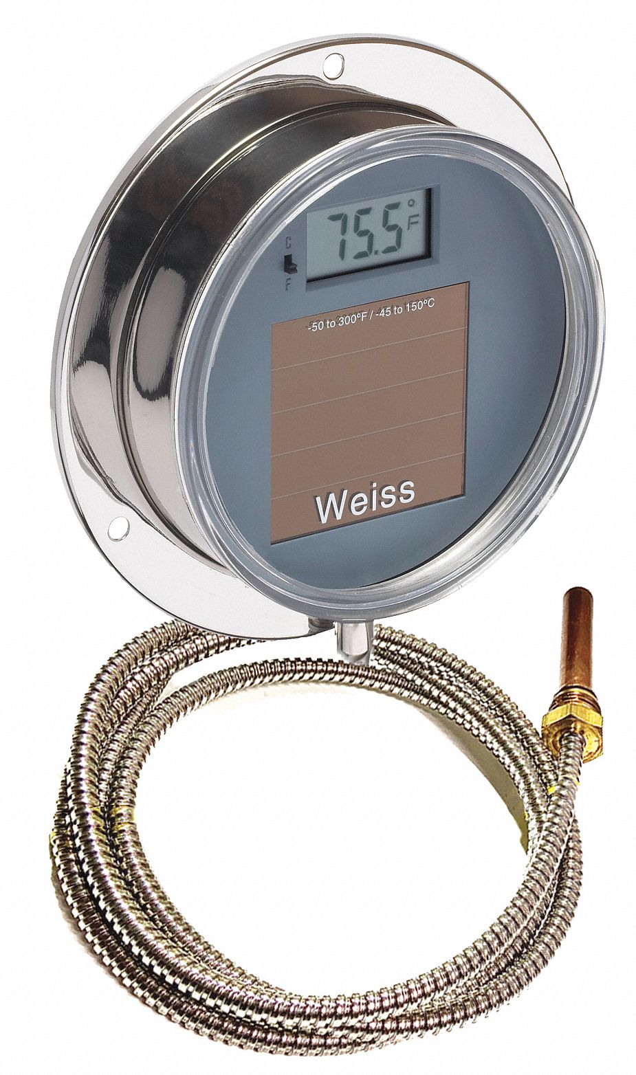 WEISS NTC Thermistor Digital Panel Mount Thermometer, 50° to 300° Temp