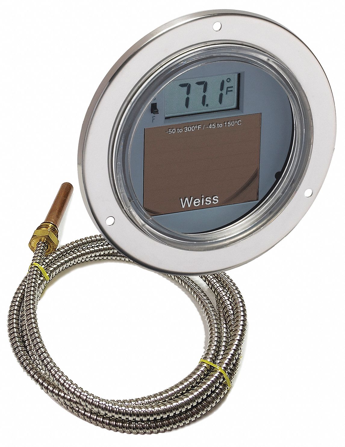 WEISS NTC Thermistor Digital Panel Mount Thermometer, 50° to 300° Temp