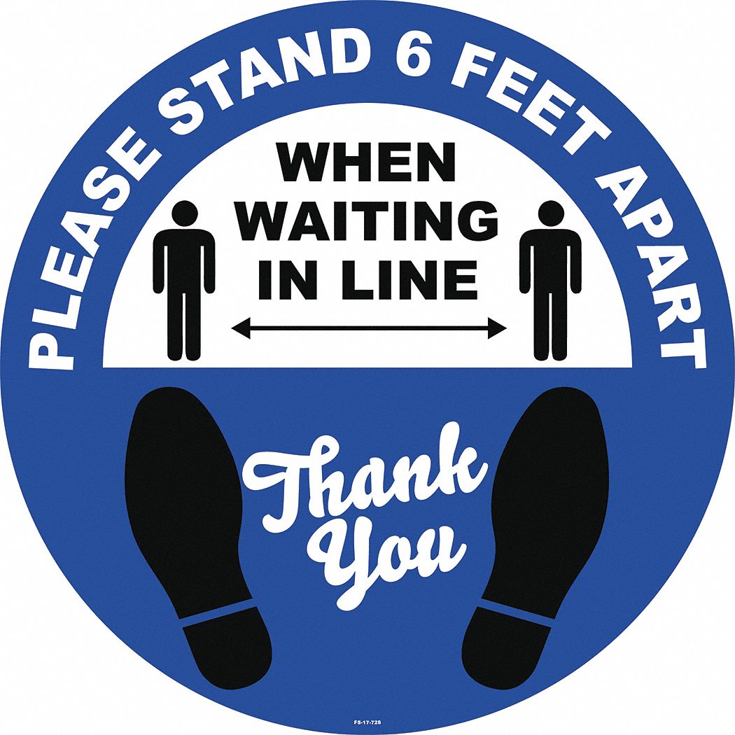 FLOORMARK Floor Decal, Please Stand 6 Feet Apart When Waiting In Line