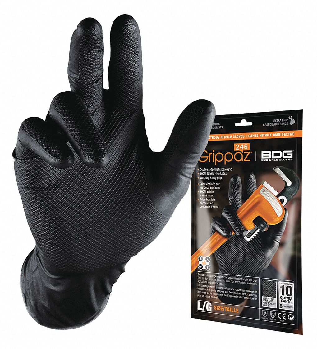 GRIPPAZ Nitrile, Disposable Gloves, XL, PowderFree, 6.00 mil Palm Thickness, PK 10 56RG5499