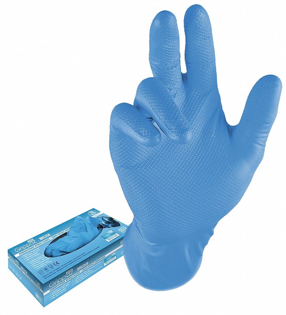 GRIPPAZ Nitrile, Disposable Gloves, L, PowderFree, 8.0 mil Palm