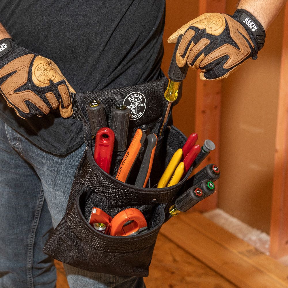 KLEIN TOOLS Tool Belt Nylon, Electrician, 11 Pockets, Padded, 32 in to