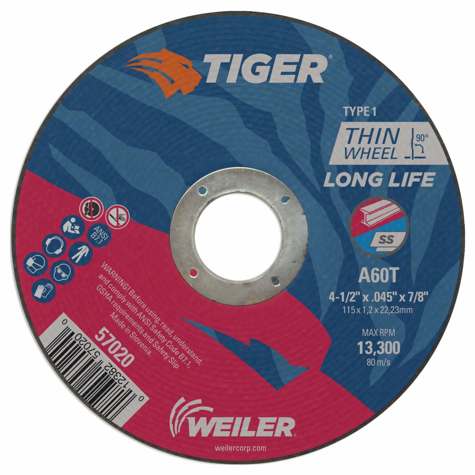 TIGER, 0.045 in, Abrasive CutOff Wheel 43VN3357020 Grainger