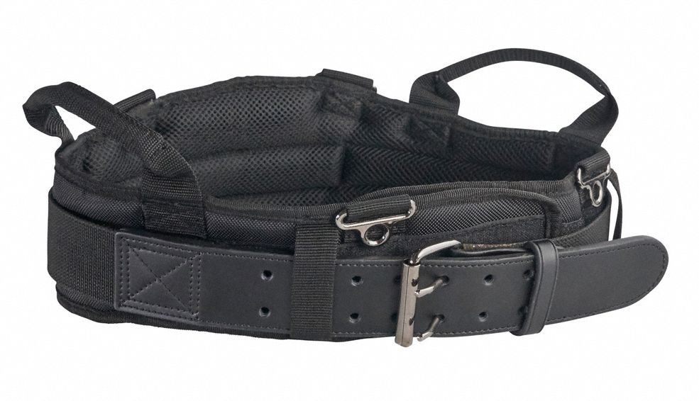 KLEIN TOOLS Black Tool Belt, Ballistic Polyester, Leather, 31 in to 34