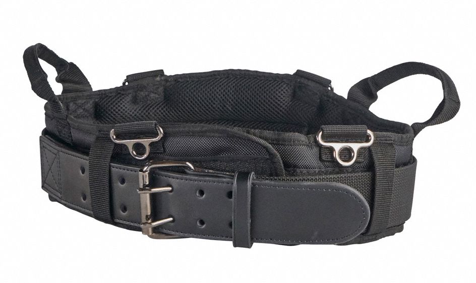 KLEIN TOOLS Black Tool Belt, Ballistic Polyester, Leather, 31 in to 34 in Waist Size, Number of