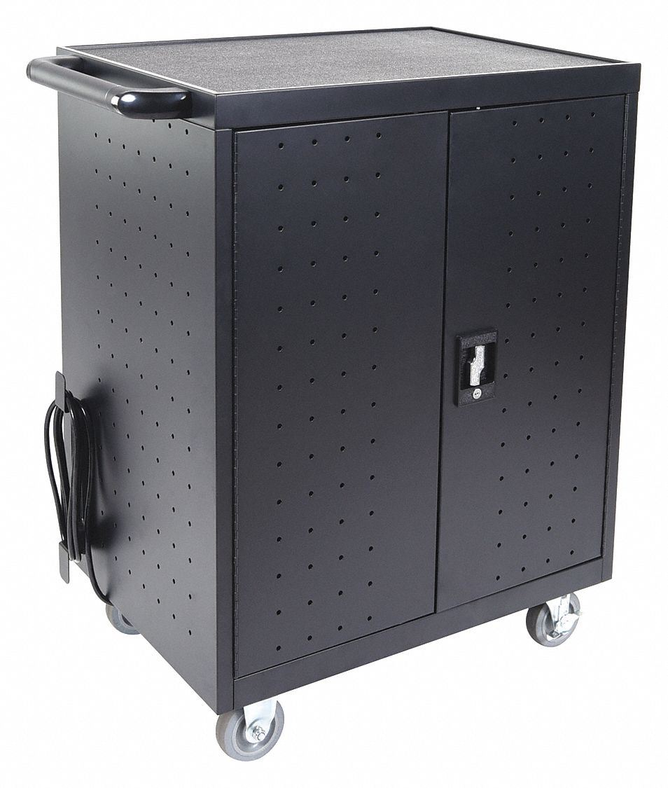 LUXOR, 170 lb Capacity, Locking Mechanism, Laptop/Chromebook,(32)Charging Cart 58ZY46LLTP32B