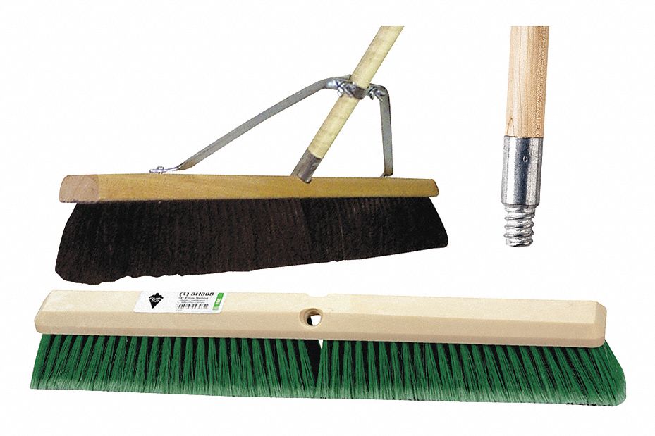 TOUGH GUY Push Broom 36 in Sweep Face, Soft, Synthetic, Green Bristle