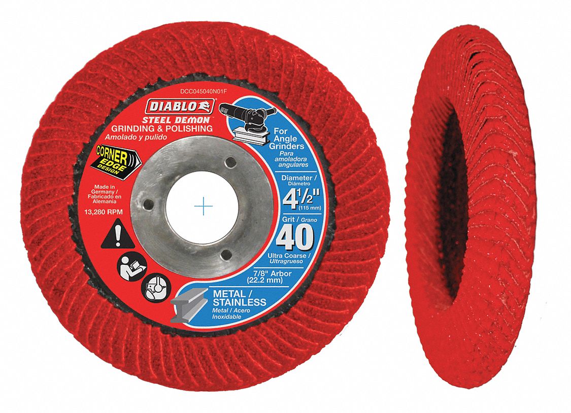 DIABLO Grinding/Polishing Flap Disc, 4.5", 40G 59KD85DCC045040N01F