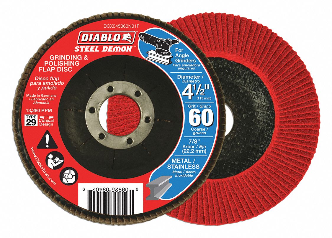 DIABLO Grinding/Polishing Flap Disc, 41/2", 60G 59KE03DCX045060N01F