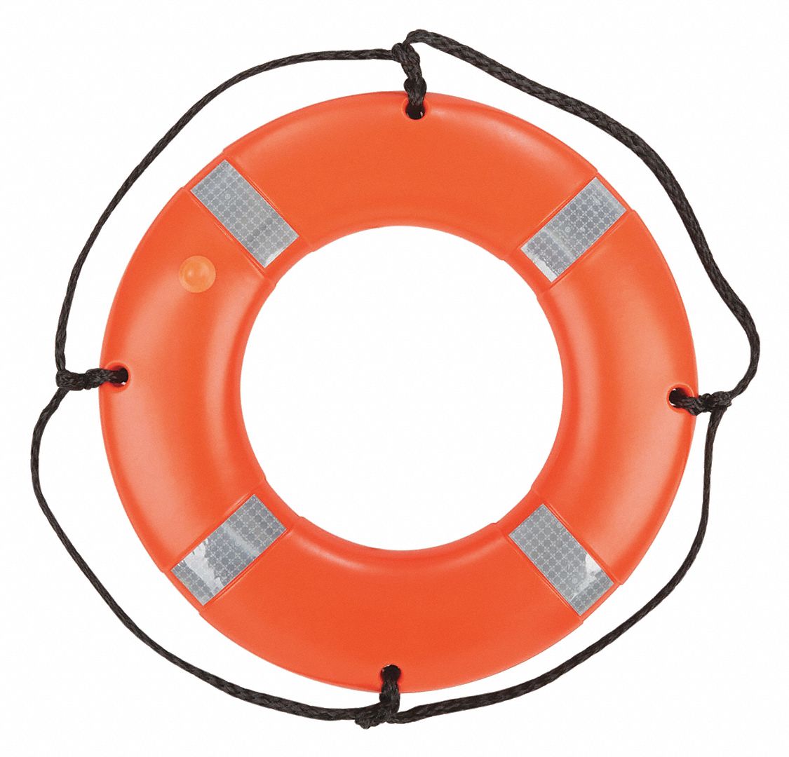 KENT SAFETY, Polyethylene, USCG Approved, Ring Buoy,Orange,24" 59MD25
