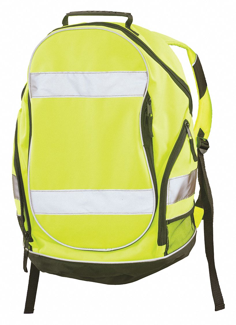 ERB SAFETY, Backpack,HiViz,Lime,12.5"Lx8"Wx19"H, Backpack,HiViz,Lime