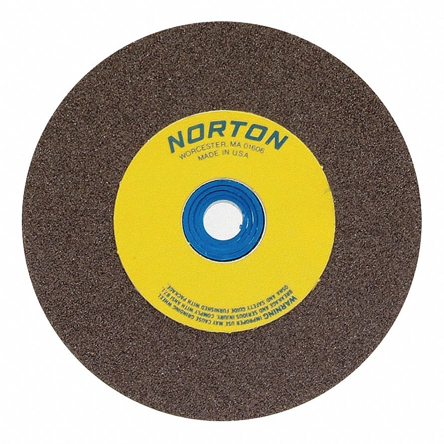 NORTON Type 1 Aluminum Oxide Straight Grinding Wheel, 6 in, 1 in Arbor
