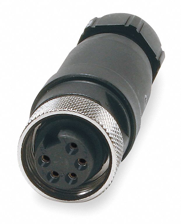 BRAD HARRISON Internal Thread Connector, Number of Pins 5, Female, Plug End Straight, 600V AC
