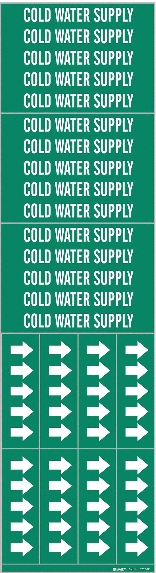Cold Water Supply, Green, Pipe Marker 5ACN970573C Grainger