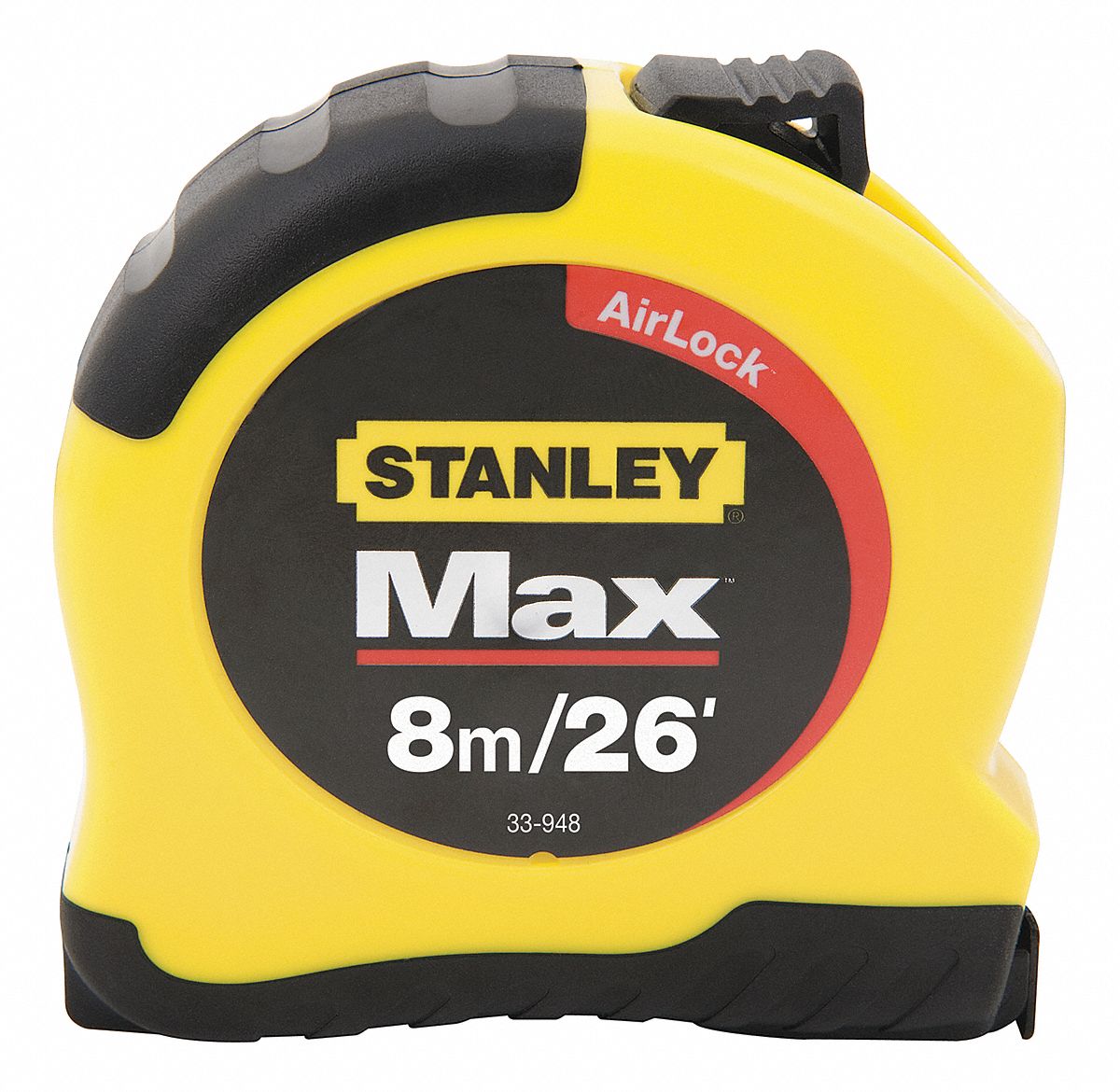 STANLEY 8m Stainless Steel Tape Measure, Yellow/Black 5AHC633948