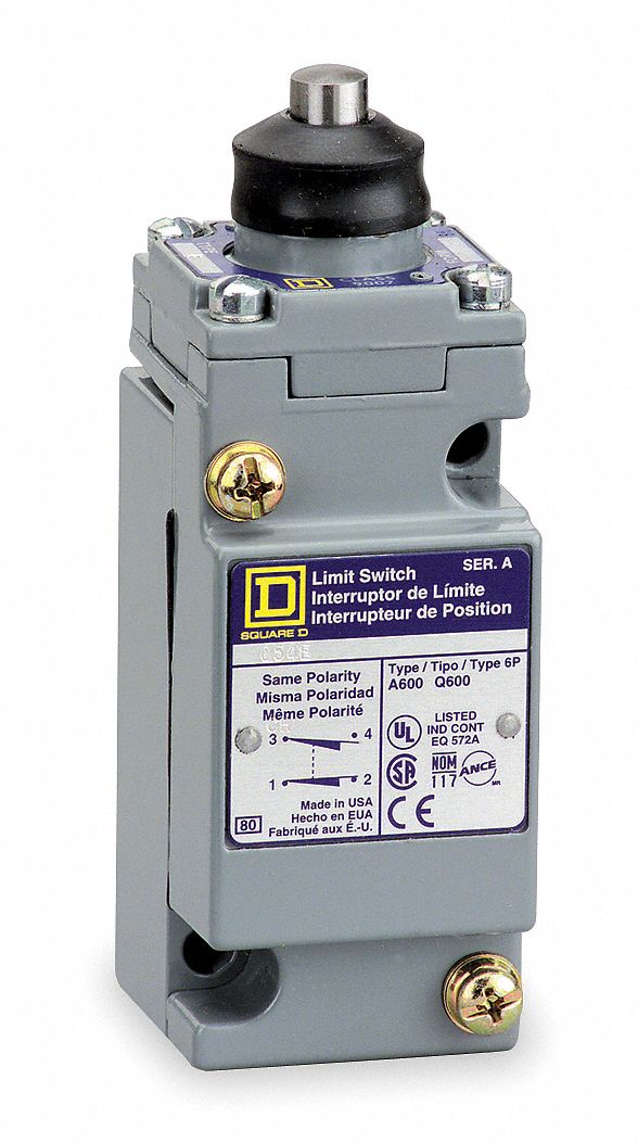 SQUARE D Adjustable Push, Rod Heavy Duty Limit Switch; Location Top