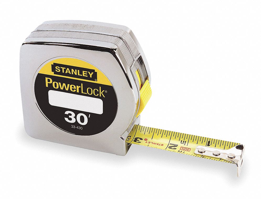 STANLEY 30 ft Steel SAE Tape Measure, Chrome 5C56733430 Grainger