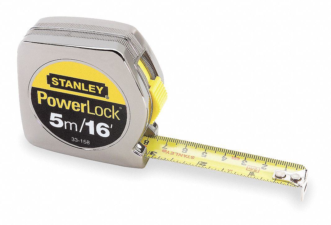 STANLEY 5 m Steel SAE/Metric Tape Measure, Chrome 5C57233158 Grainger
