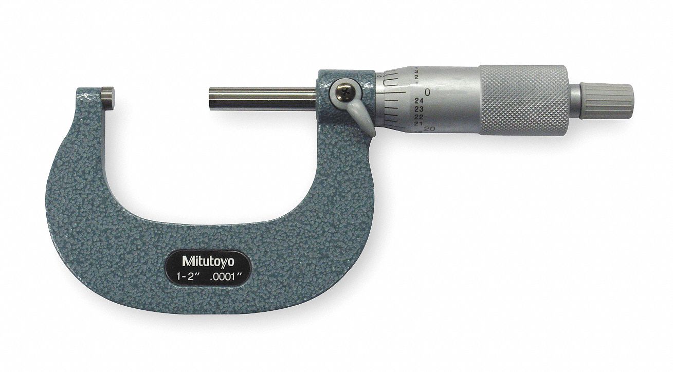 MITUTOYO Ratchet Thimble Outside Micrometer, 1 to 2" Range (In./mm