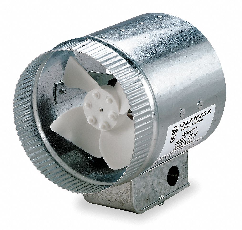 TJERNLUND Galvanized Steel Axial Duct Booster, Fits Duct Dia. 6 in