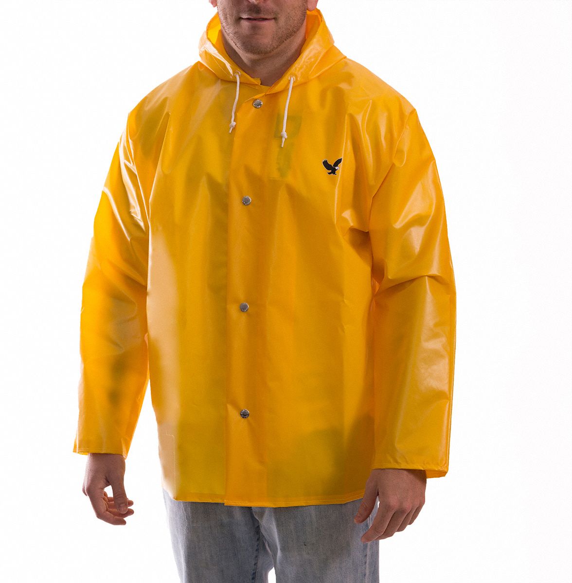TINGLEY Yellow, Rain Jacket with Hood, 2XL, Polyurethane, Unisex, Hood