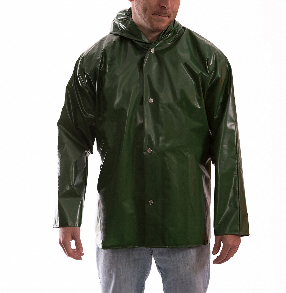 TINGLEY Green, Rain Jacket with Hood, S, Polyurethane, Unisex, Hood