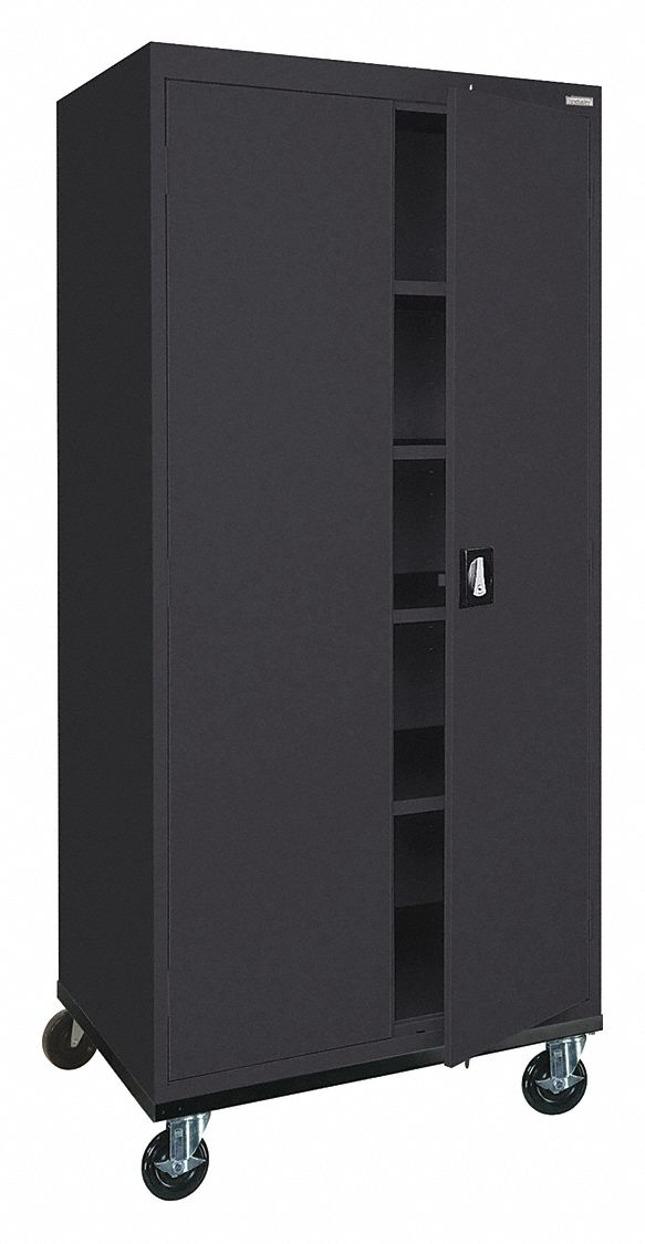 SANDUSKY Storage Casters, 36 in x 24 in x 78 in, Recessed Pull