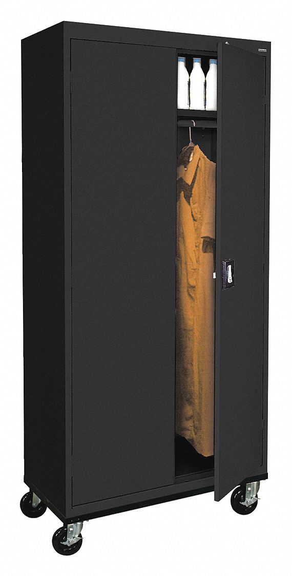 SANDUSKY Storage Shelves/Hanging Rods, Black, Full Ht (59" and