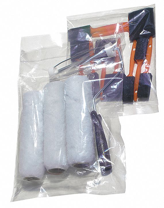 GRAINGER APPROVED Open Poly Bag 4 mil Thick, 2 in Wd, 3 in Lg, Clear