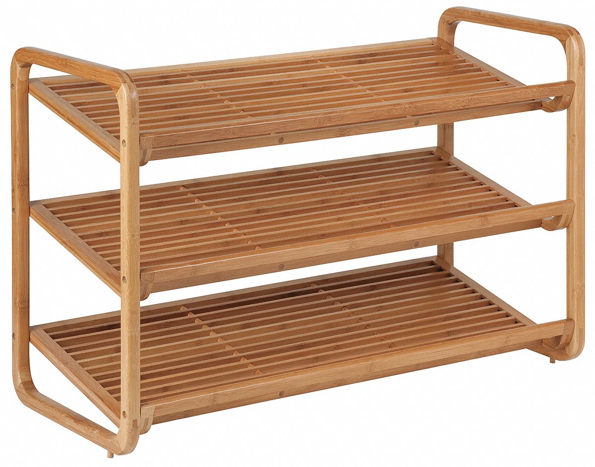 HONEYCANDO, Bamboo, 3Tier, Shoe Shelf 5DMP6SHO01599 Grainger