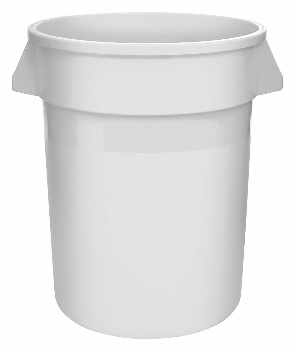 TOUGH GUY 10 gal Round Trash Can, Plastic, White 5DMR75DMR7 Grainger