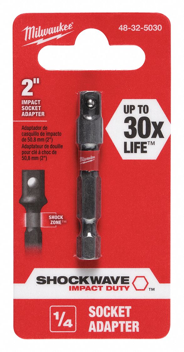 MILWAUKEE Hex Drive Socket Adapter, Black Oxide, Locking No, Output