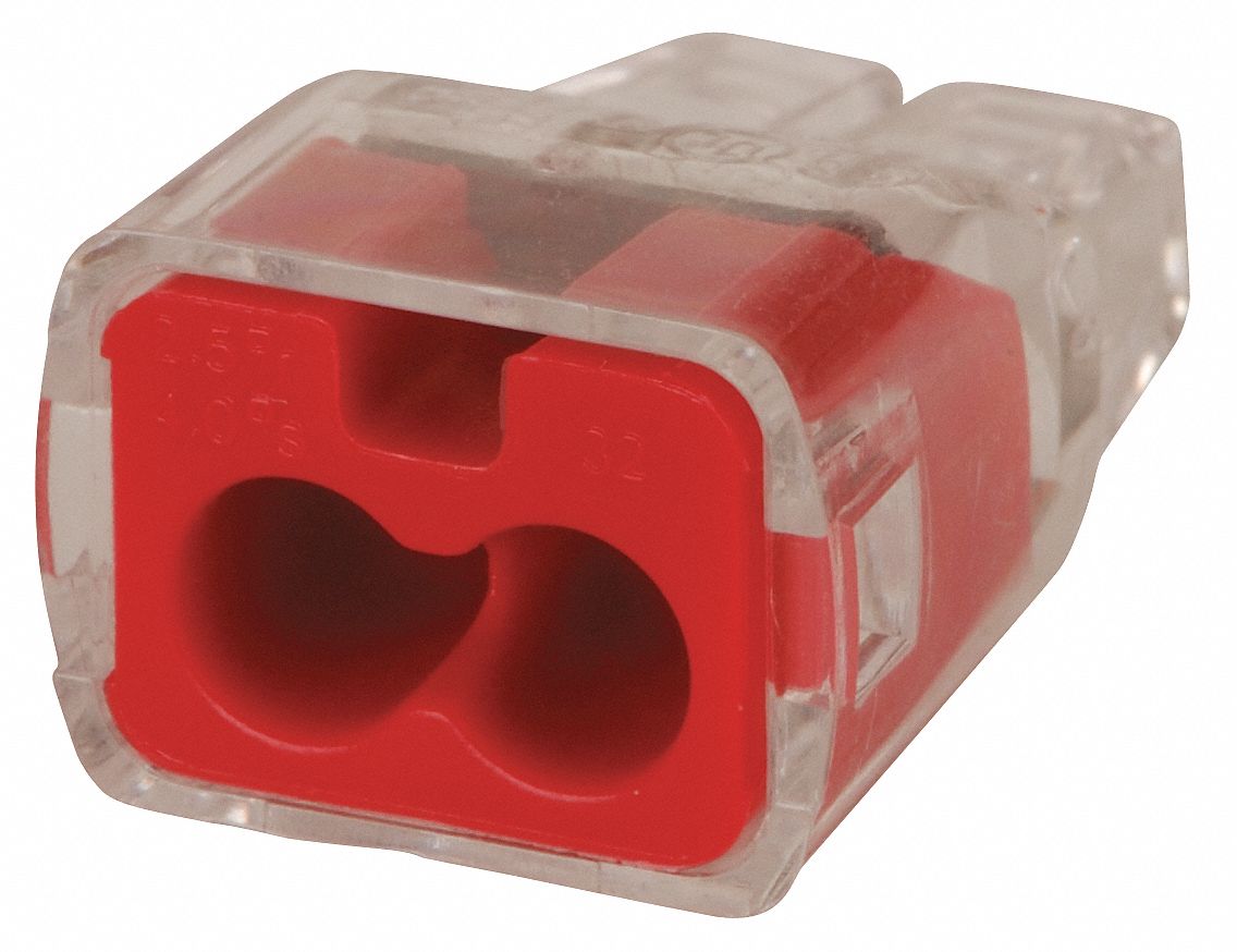 IDEAL PushIn Connector, 2 Port, Red, 18 to 12 AWG Stranded, 20 to 12