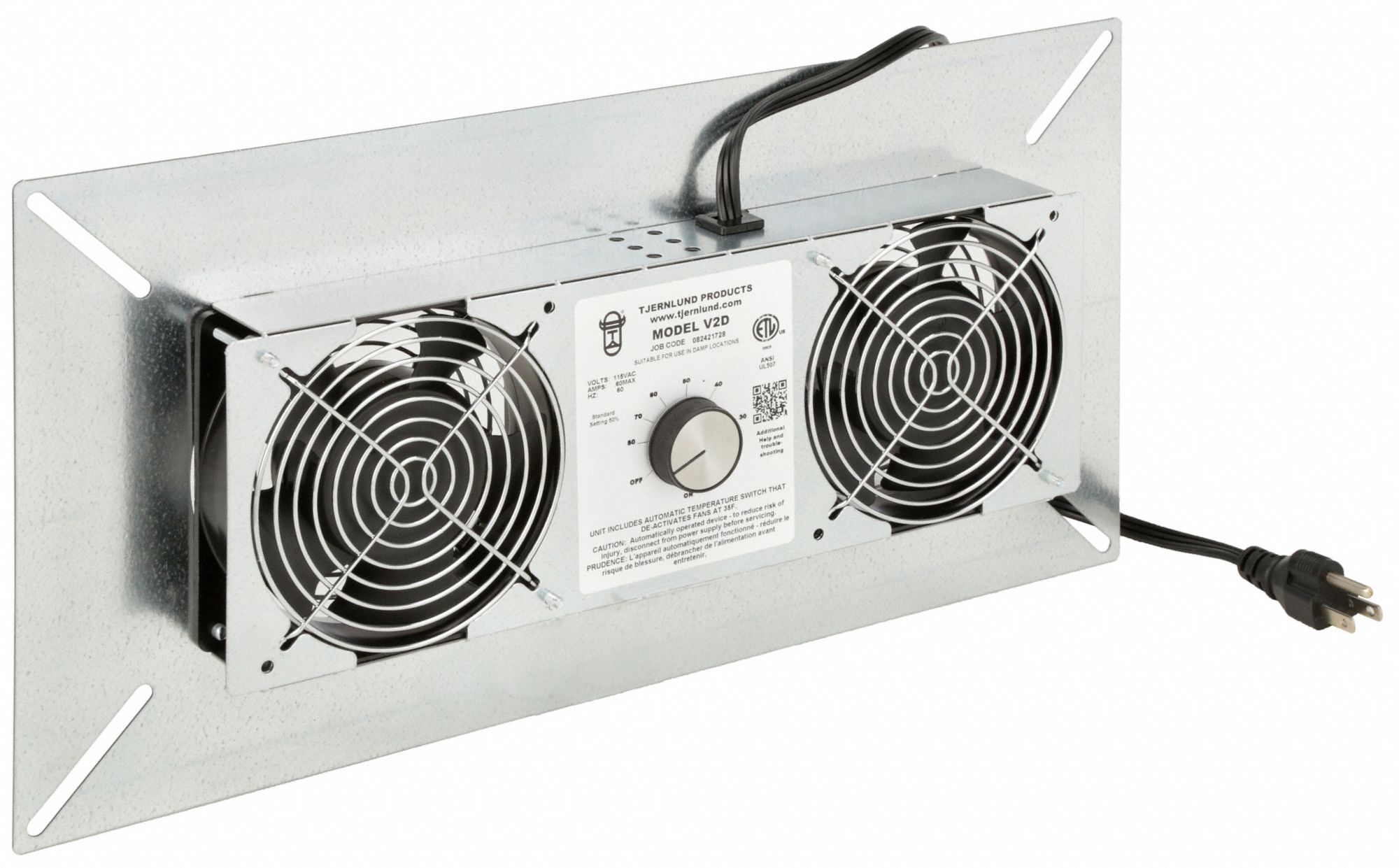 Exhaust, 220 cfm Max Airflow, Crawl Space Fan 5GDV0V2D Grainger