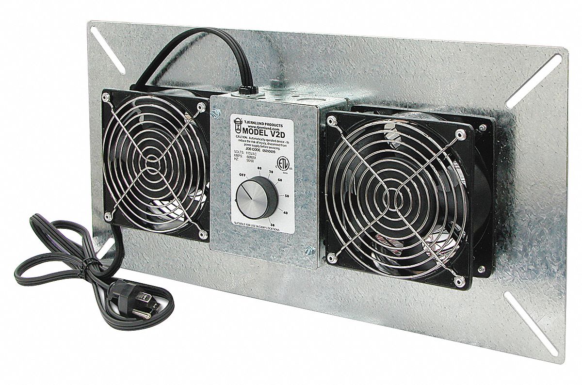 TJERNLUND Crawl Space Fan, 220 cfm Air Flow, 120 V Voltage, 6 in Cutout
