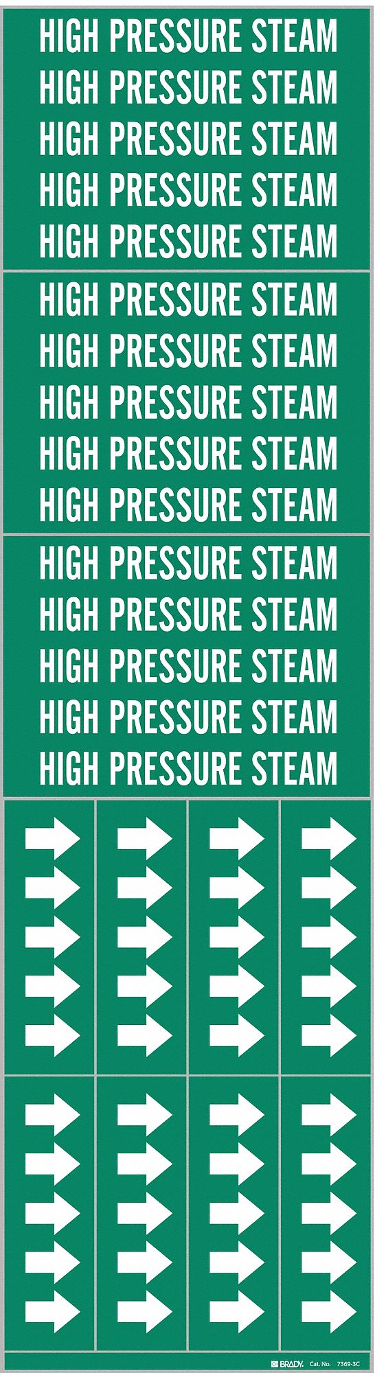 BRADY Pipe Marker, High Pressure Steam, PK3 5GWZ073693C Grainger