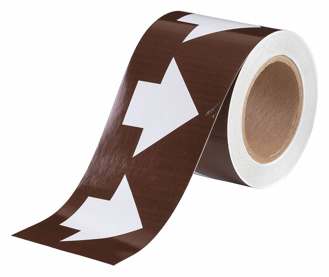 Brown, White, Pipe Marking Tape 5GXF7109930 Grainger