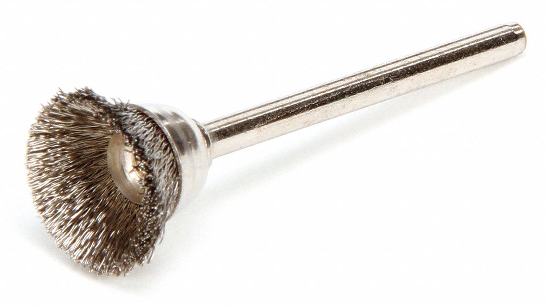 WEILER 5/8" Crimped Wire Cup Brush, Shank Mounting, 0.005" Wire Dia. 1/