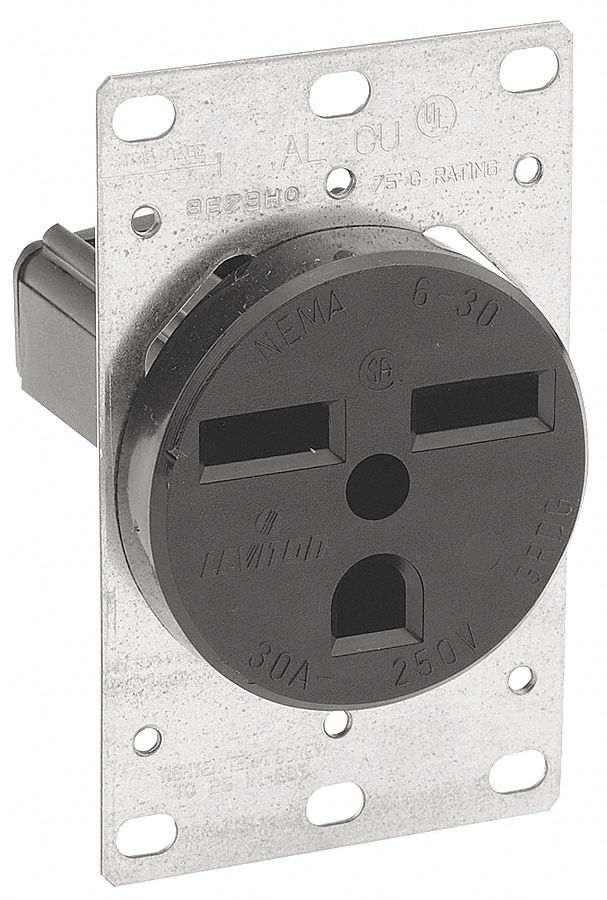 LEVITON 30A Industrial Environments Receptacle, Black; Tamper Resistant
