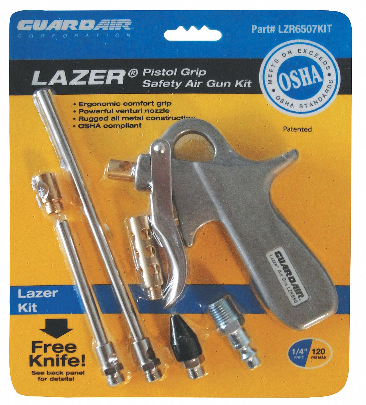 GUARDAIR Air Gun Kit PistolGrip Grip, Aluminum, 1/4 in NPT Female, 4