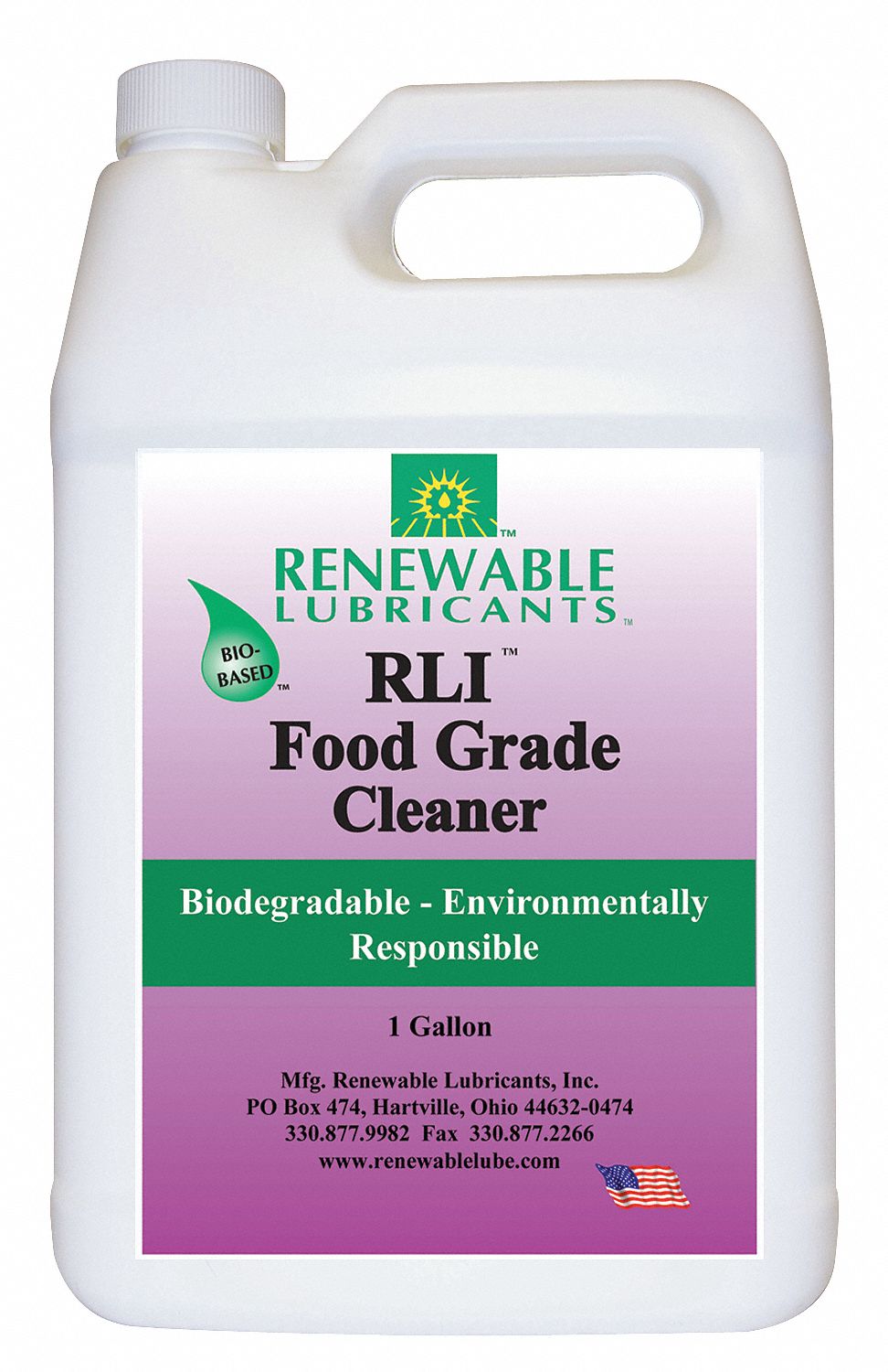 RENEWABLE LUBRICANTS, Water Based, Jug, Food Grade Cleaner 5JGG7
