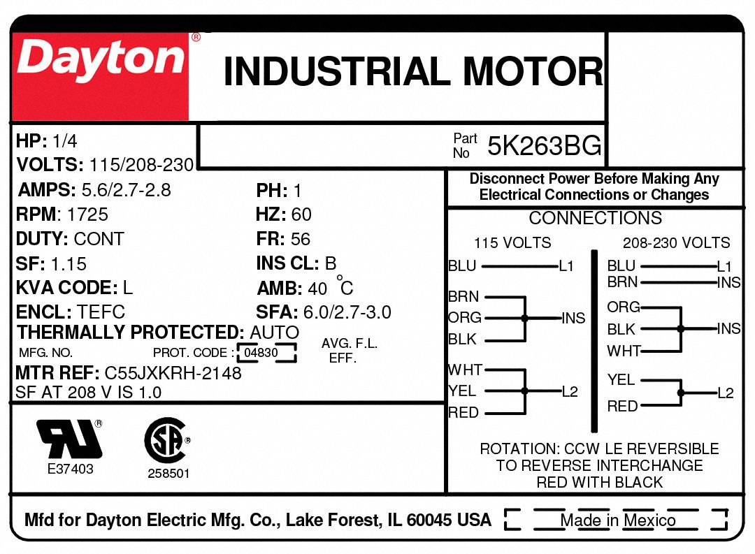 DAYTON General Purpose Motor: Totally Enclosed Fan-Cooled, Rigid Base