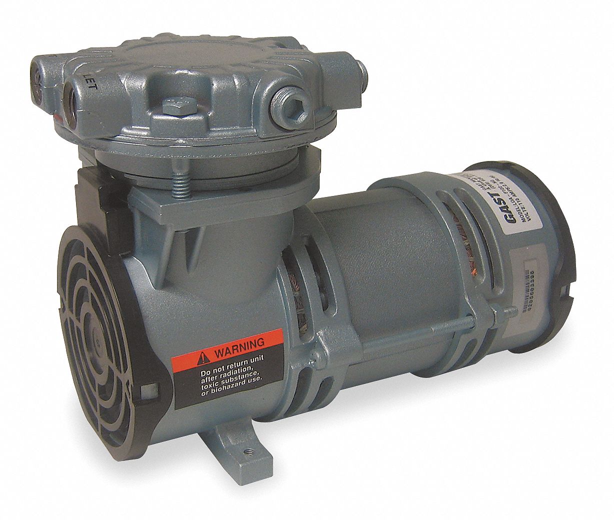 GAST 1/6 HP Piston Air Compressor/Vacuum Pump, 115V AC, 100/100 Max