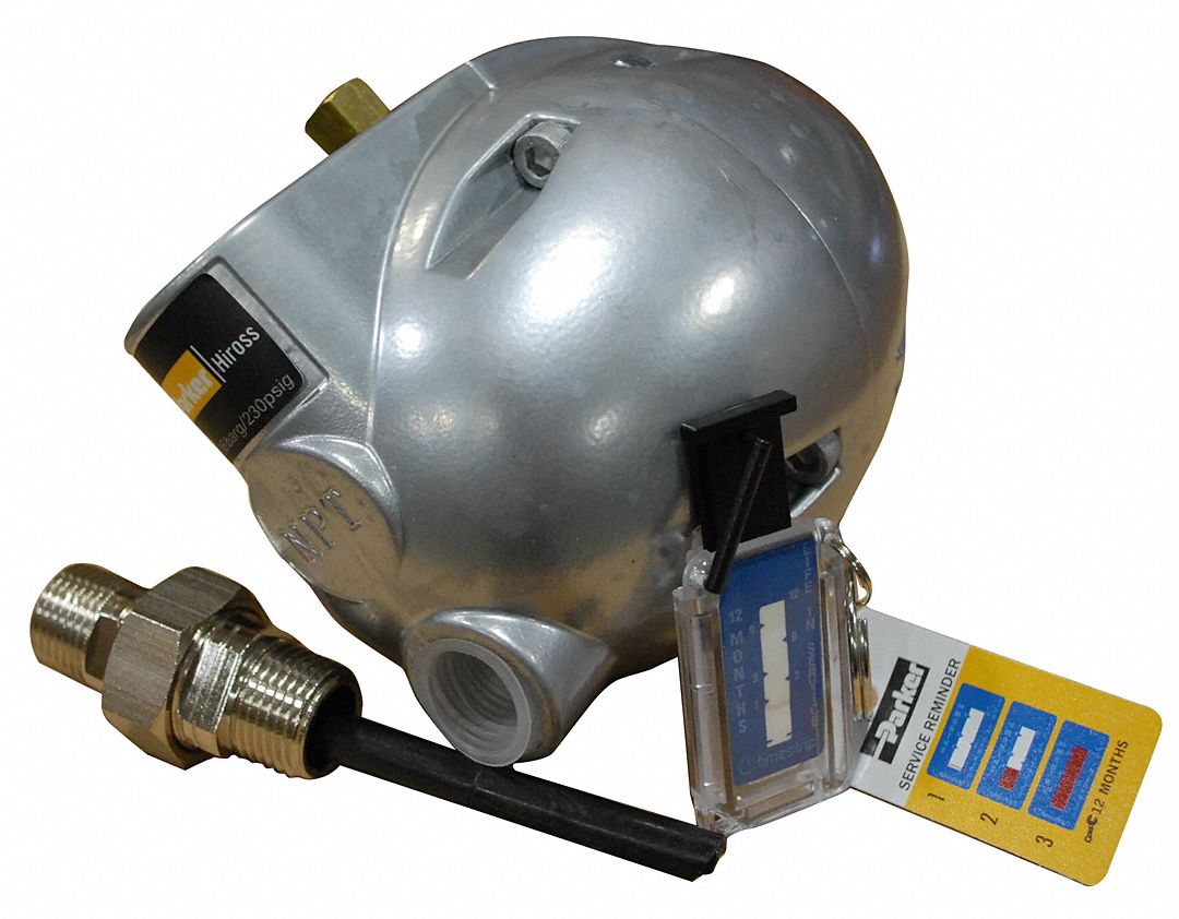 PARKER 3" x 6" x 6" Aluminum External Auto Drain Kit with 1/2" NPT Pipe Size 5KCU8HDF120NPTA