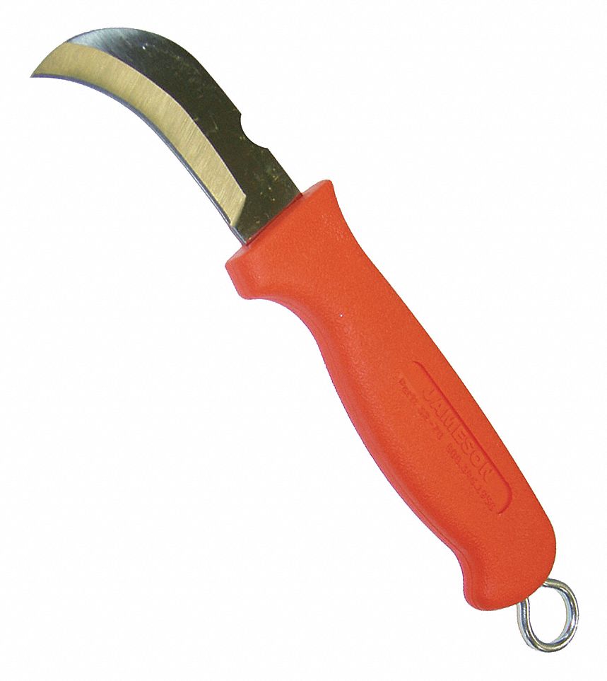 Hawkbill Knife, 3", Carbon Steel, Overall Length 10", Orange Grainger