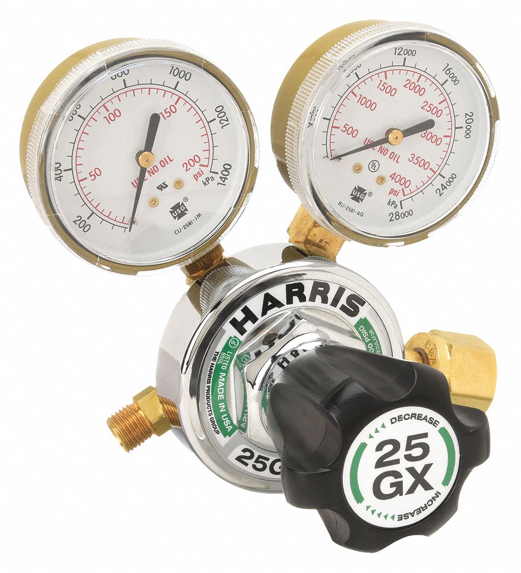 HARRIS, Single Stage, CGA 540 Inlet, Gas Regulator 5KZ4125GX145