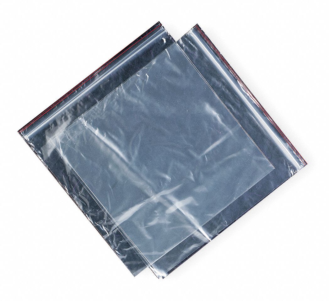 ABILITY ONE Reclosable Poly Bag, Zip Seal, Low Density Polyethylene